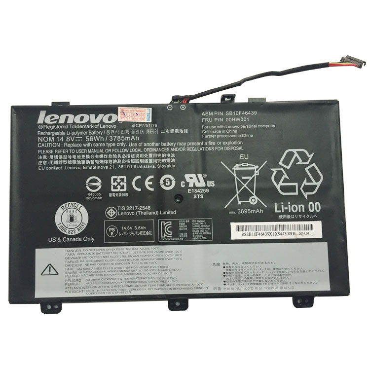 00HW001,SB10F46439,00HW000,SB10F46438 pour Lenovo ThinkPad S3 Yoga 14 4ICP7/51
