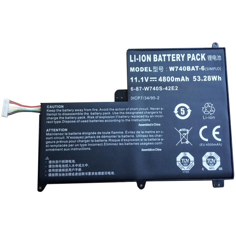 W740BAT-6,6-87-W740S-42E PC batterie pour Clevo S413 W740SU X411 Series