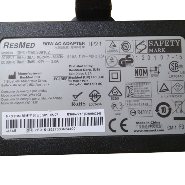RESMED 369102 Chargeur Adaptateur