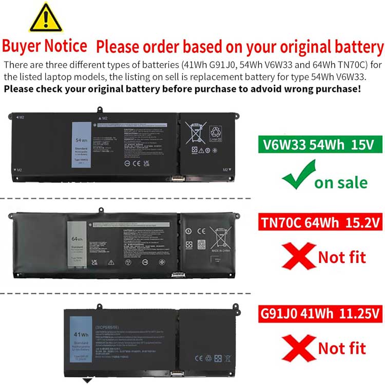 DELL V6W33 Batterie ordinateur portable